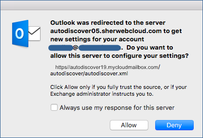 Autodiscover Security Connection Handshake Matrix Confirmation Box